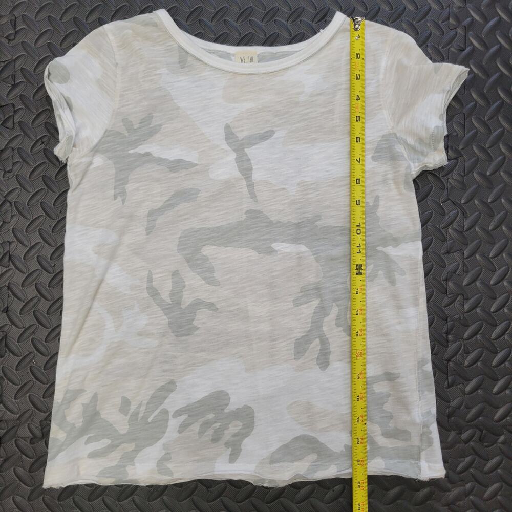 We The Free Free People White Camo Print Slub T Shirt Small Rolled Sleeve - Picture 5 of 5